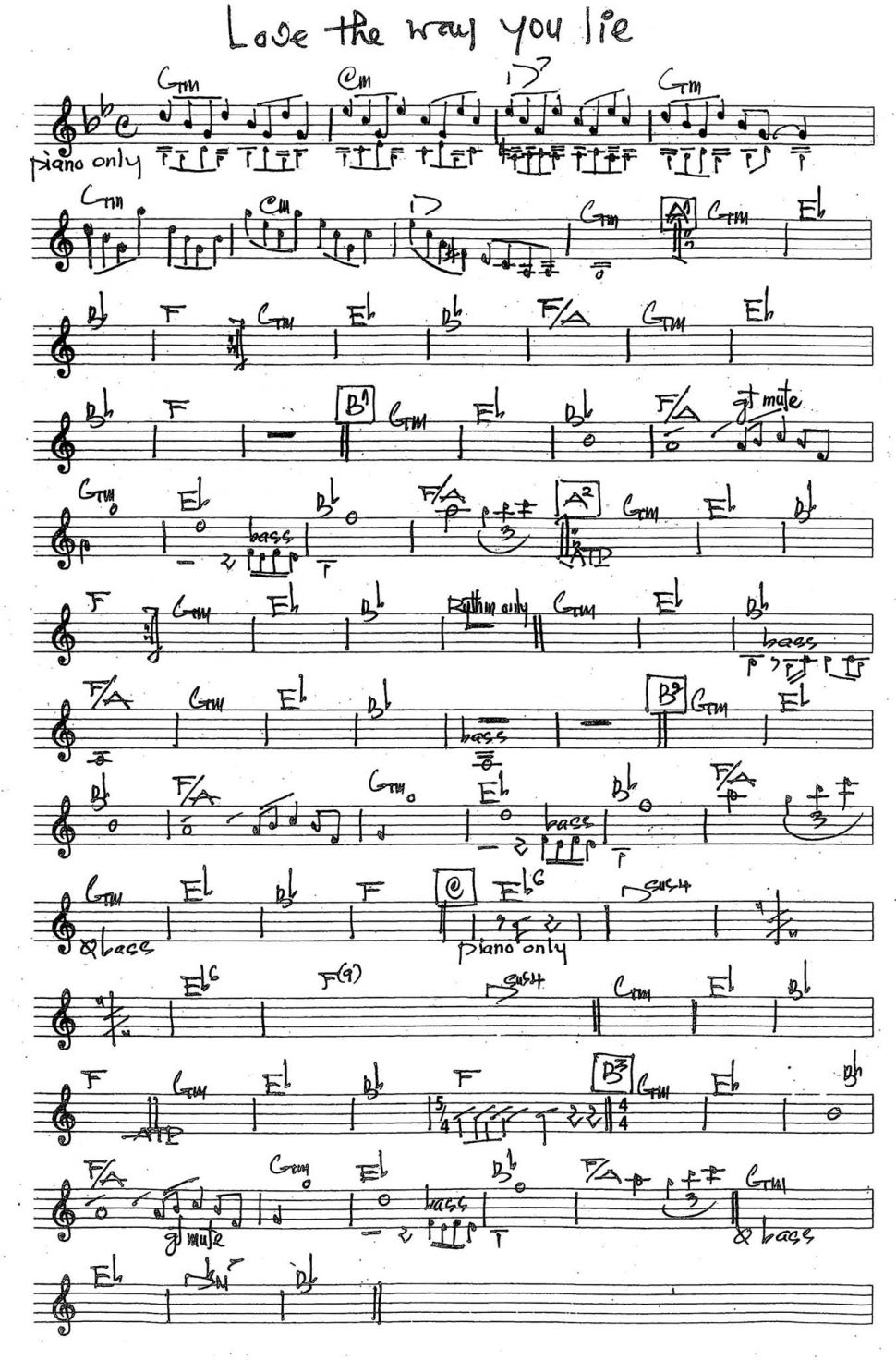 Love The Way You Lie sheet