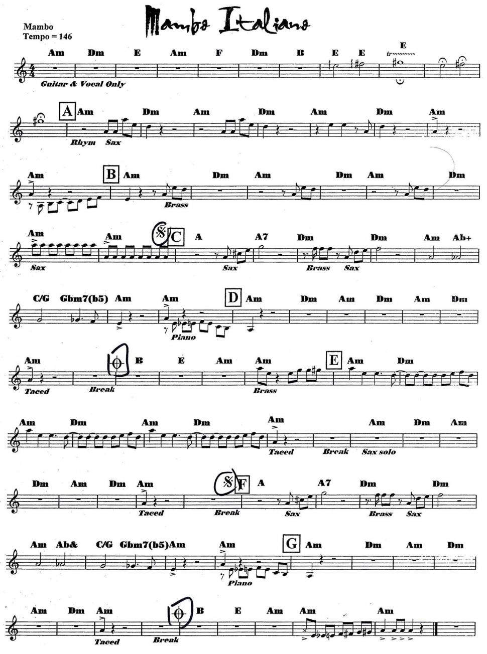 Mambo Italiano sheet