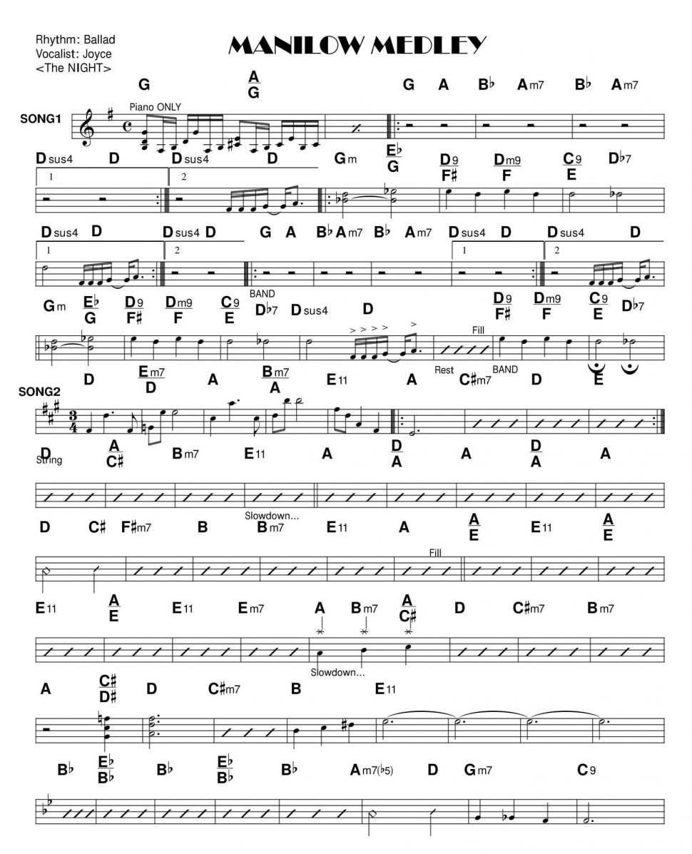 Manilow Medley sheet