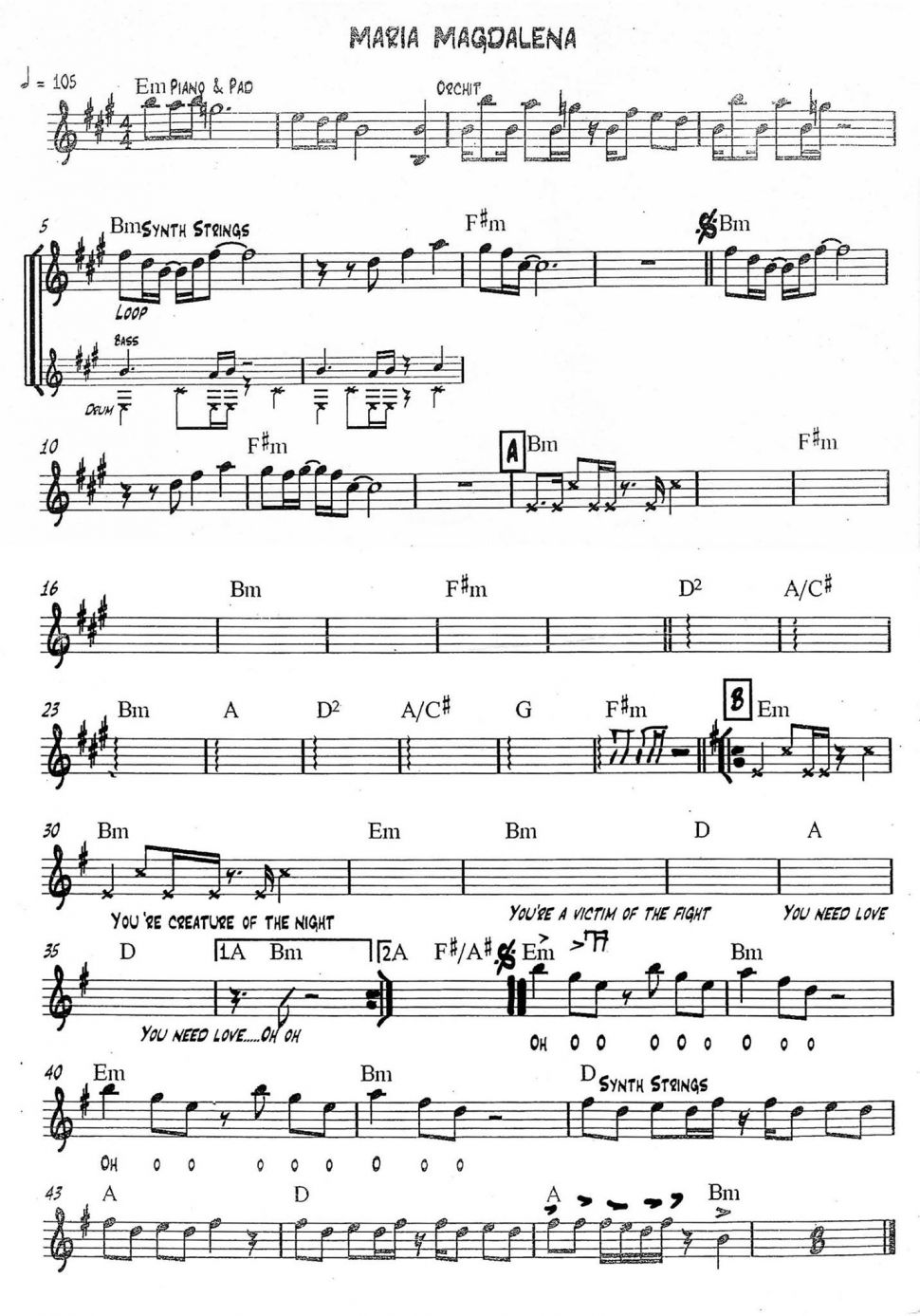 Maria Magdalena sheet