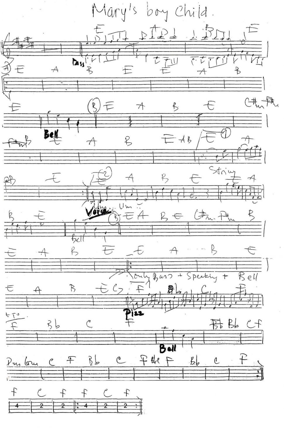 Mary's Boy Child sheet