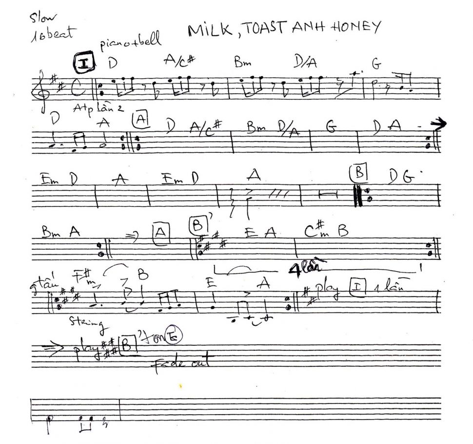 Milk, Toast Anh Honey sheet