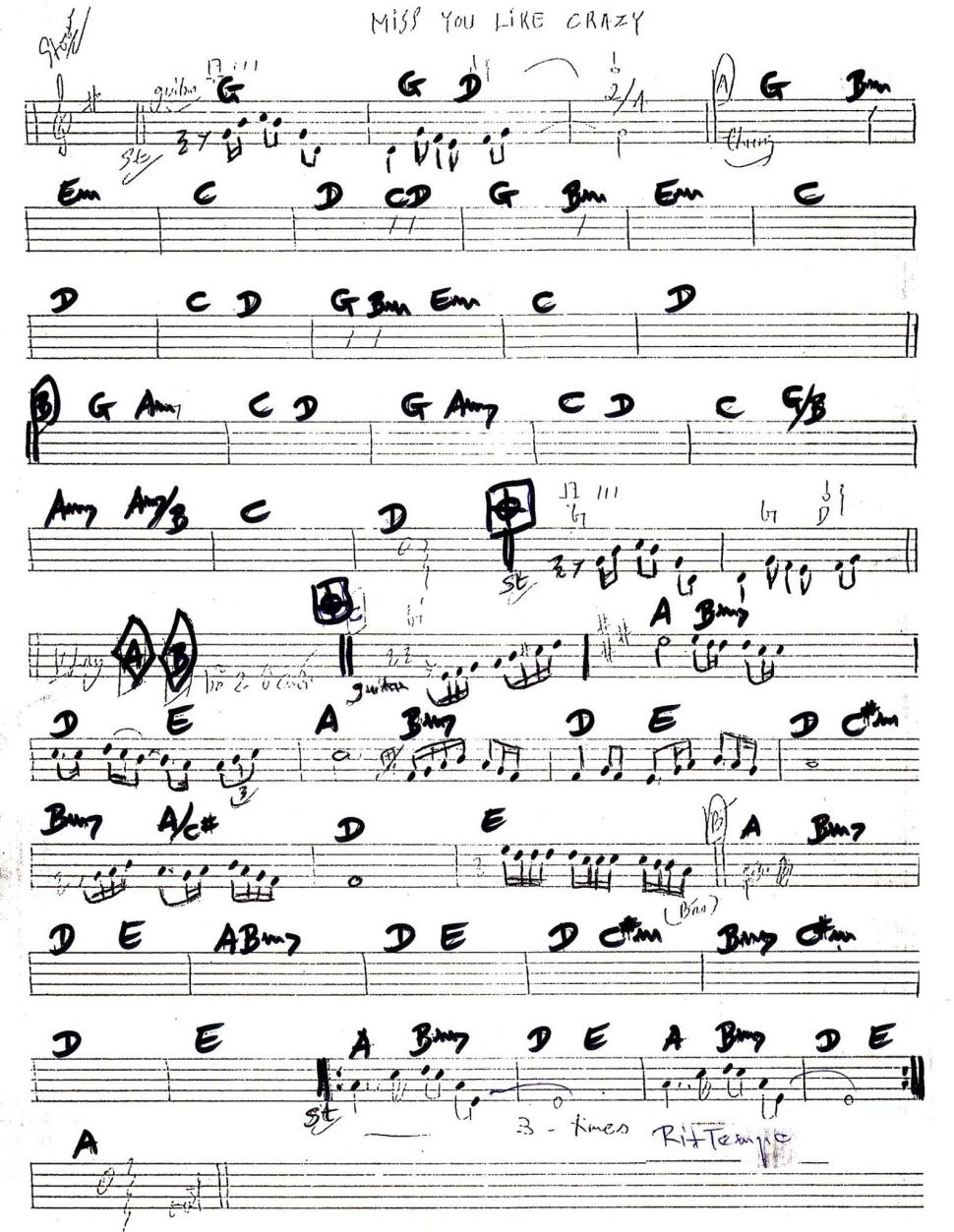 Miss You Like Crazy sheet