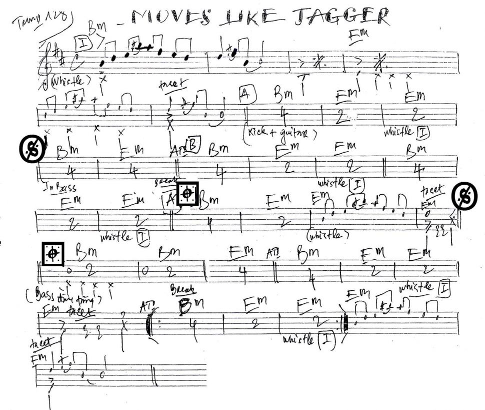 Moves Like Jagger sheet