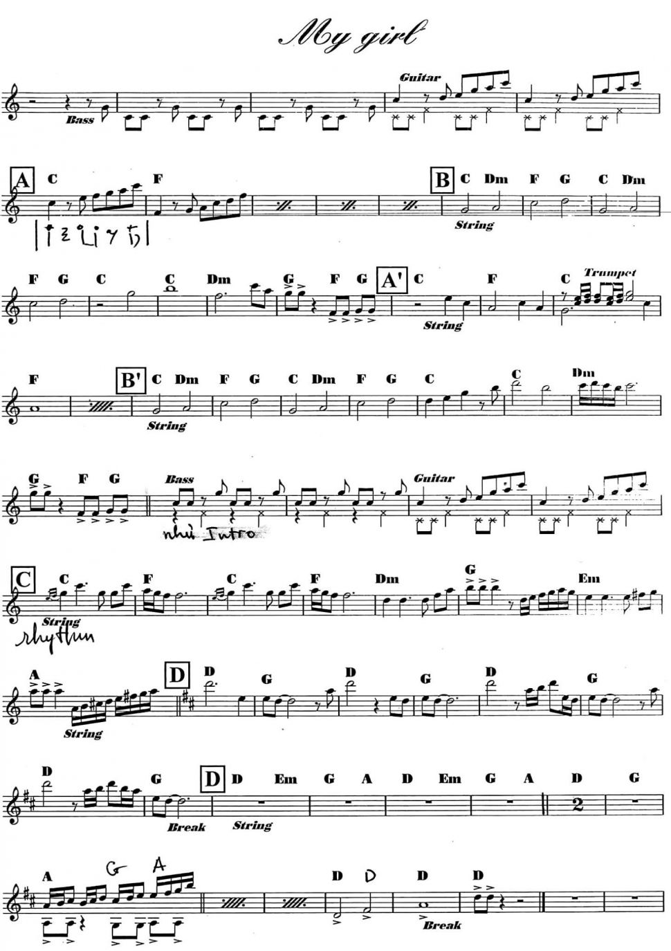 My Girl sheet