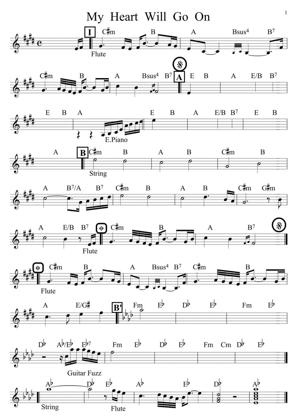 My Heart Will Go On sheet