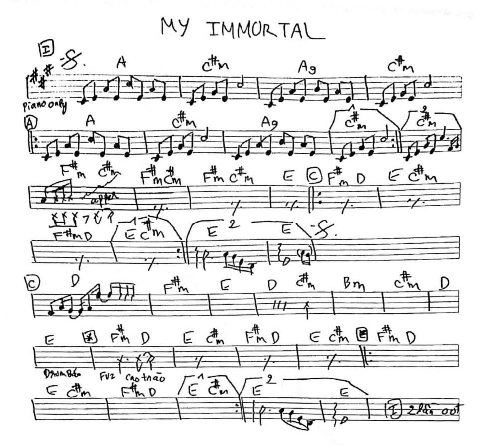 My Immortal sheet