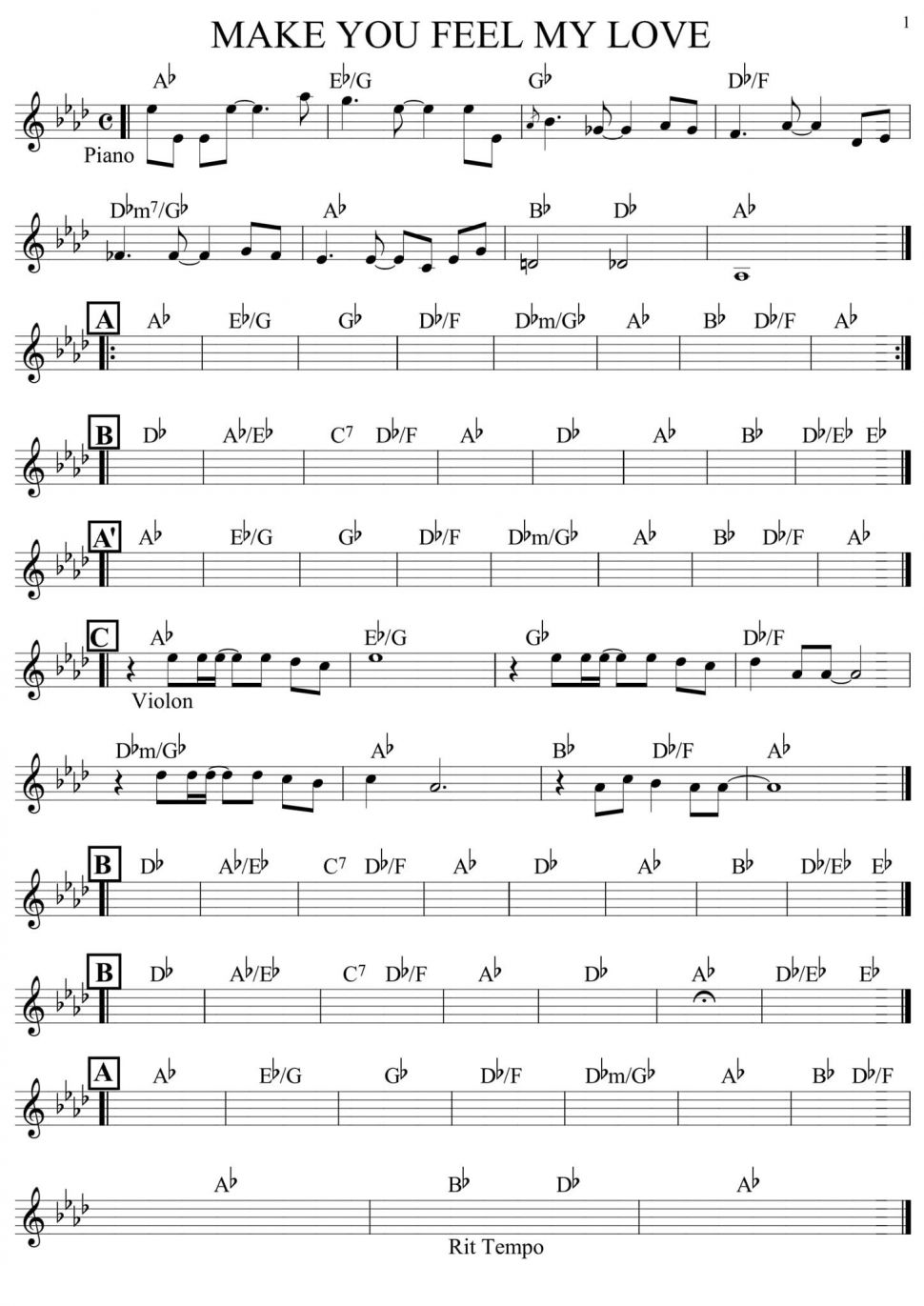 Make You Feel My Love sheet