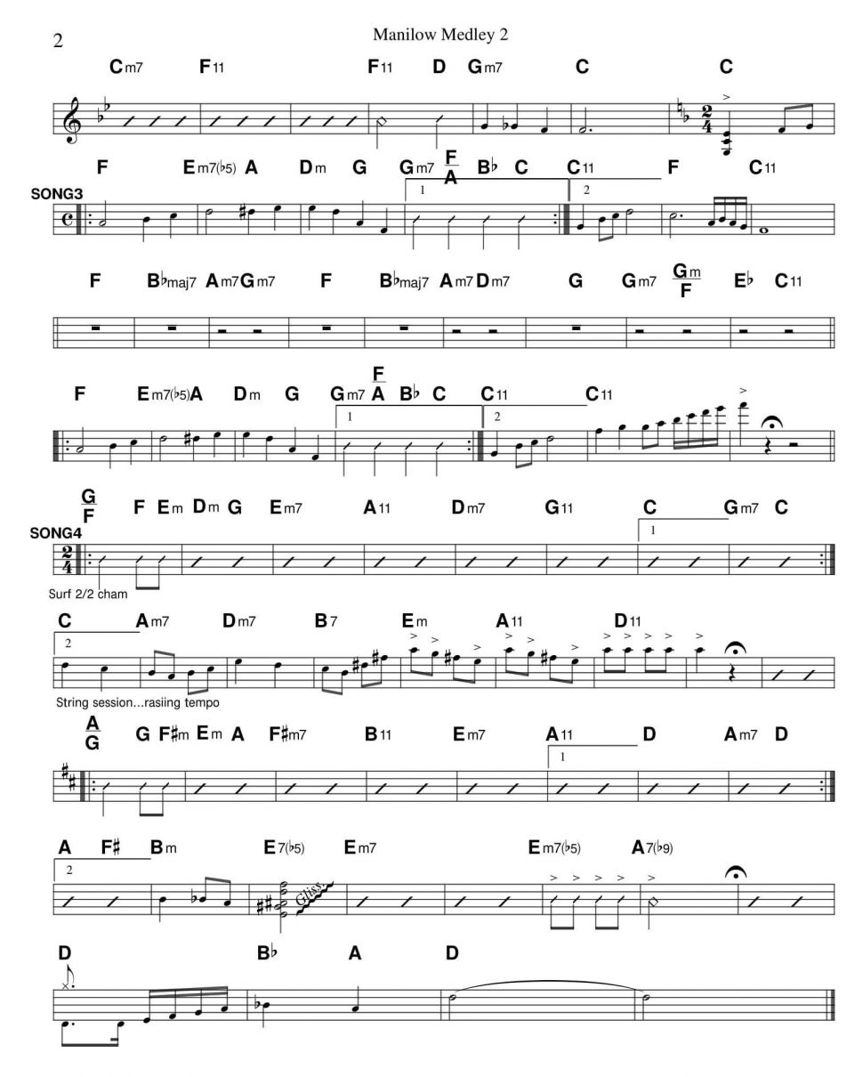 Manilow Medley 2 sheet 