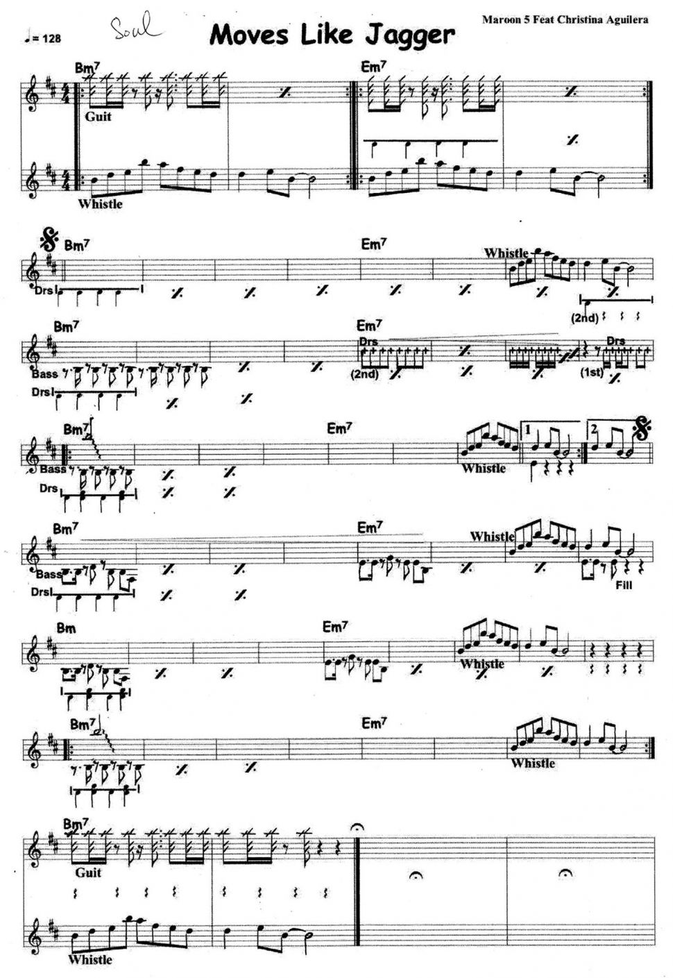 Moves Like Jagger sheet