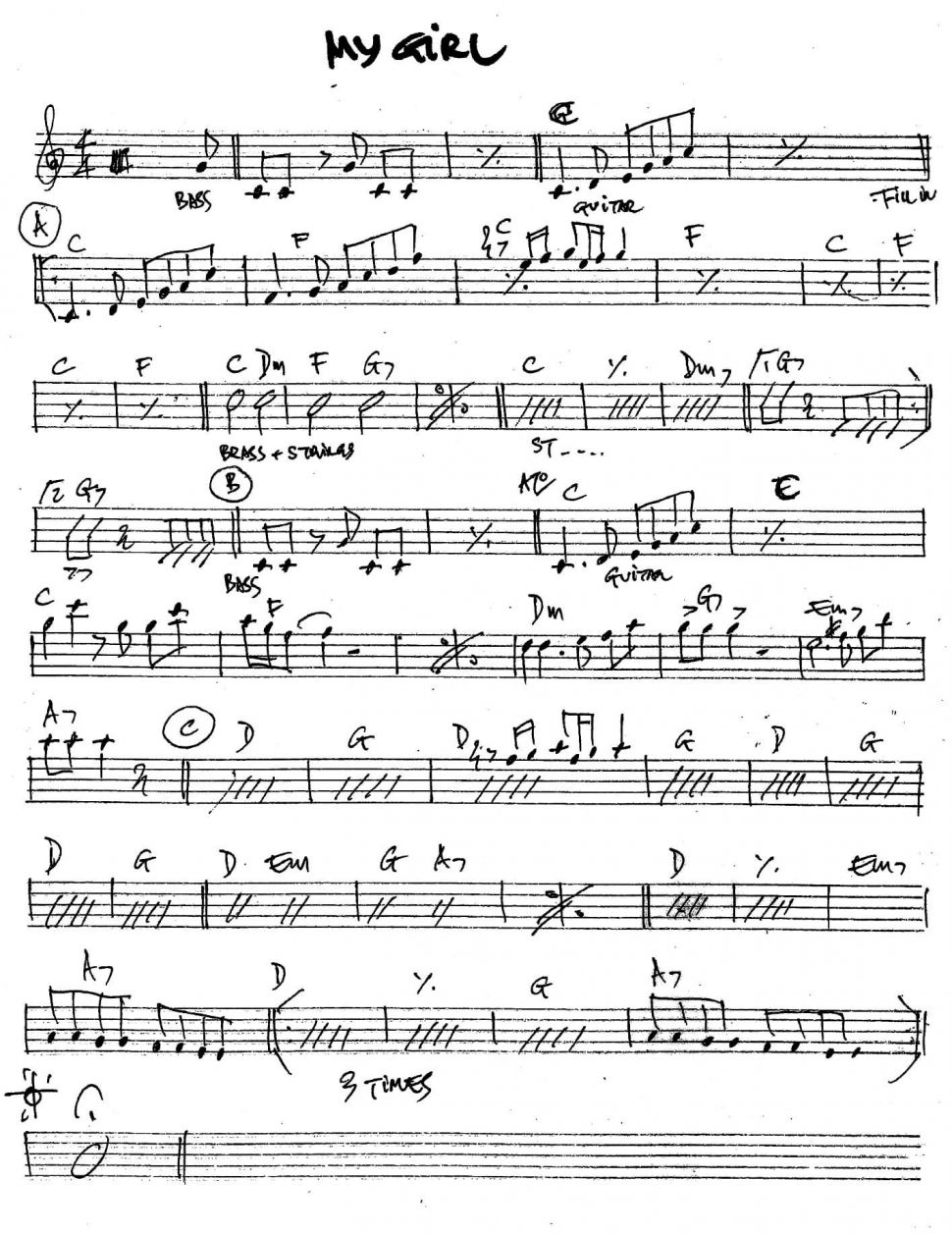 My Girl sheet