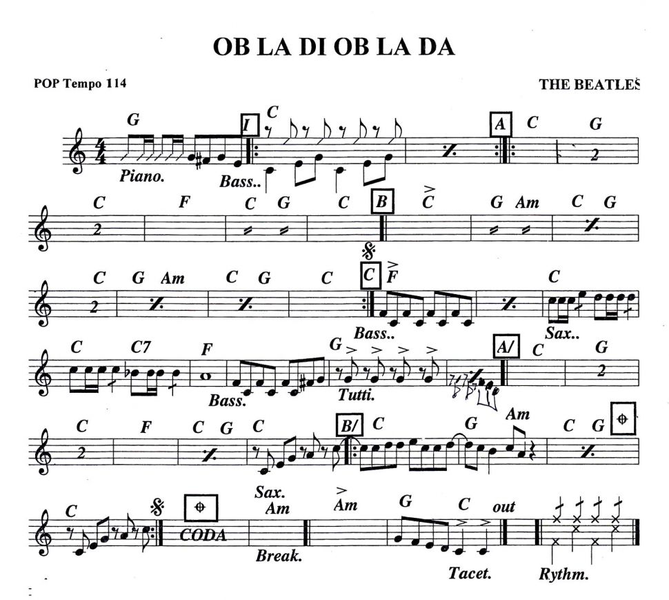 Ob La Di Ob La Da sheet