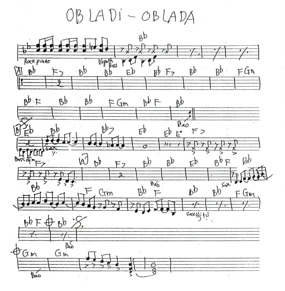 Obladi Oblada sheet