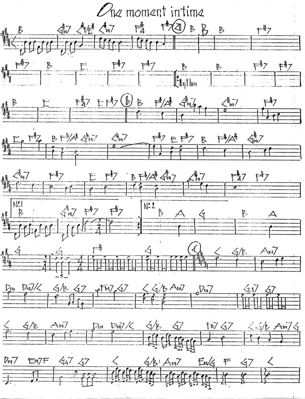 One Moment In Time sheet