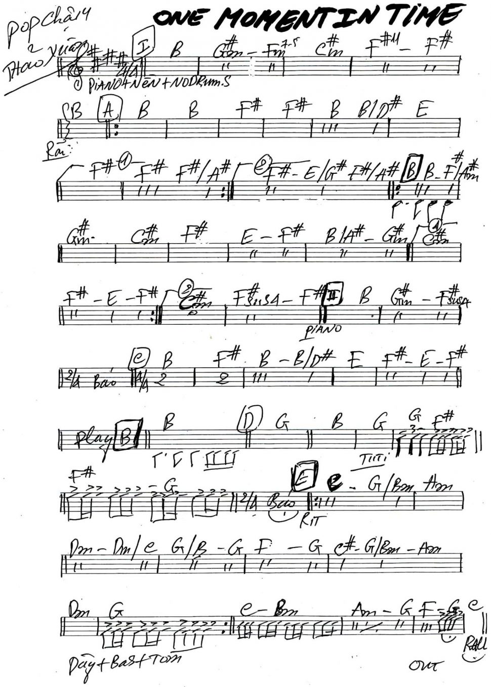 One Moment In Time sheet