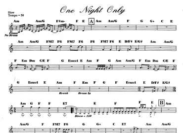 One Night Only sheet