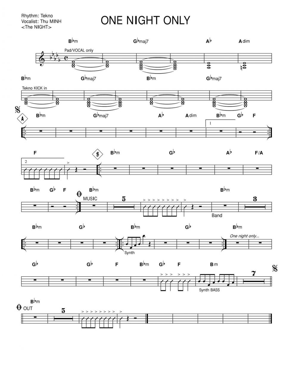 One Night Only sheet