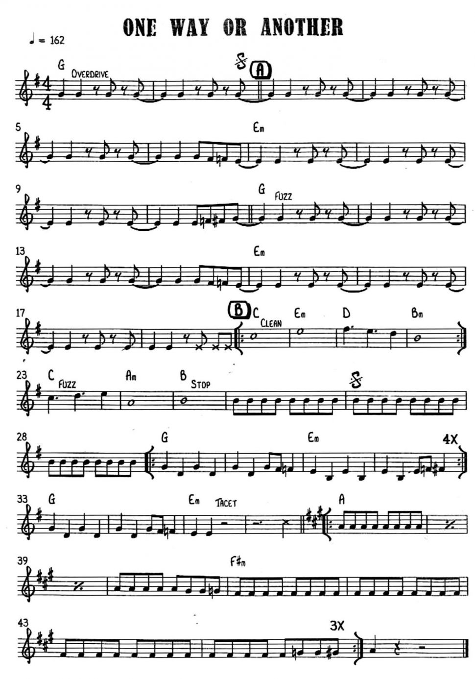 One Way Or Another sheet