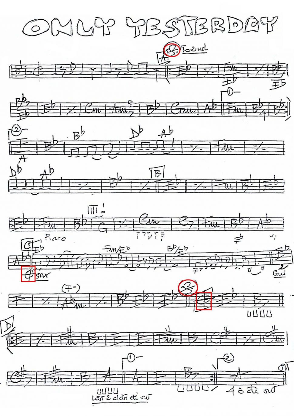 Only Yesterday sheet