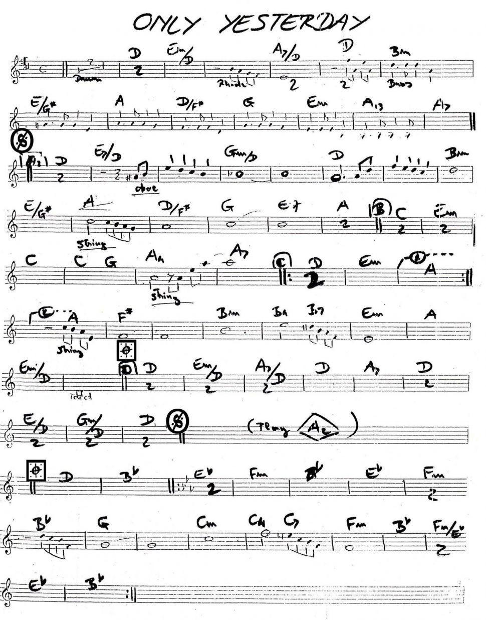 Only Yesterday sheet