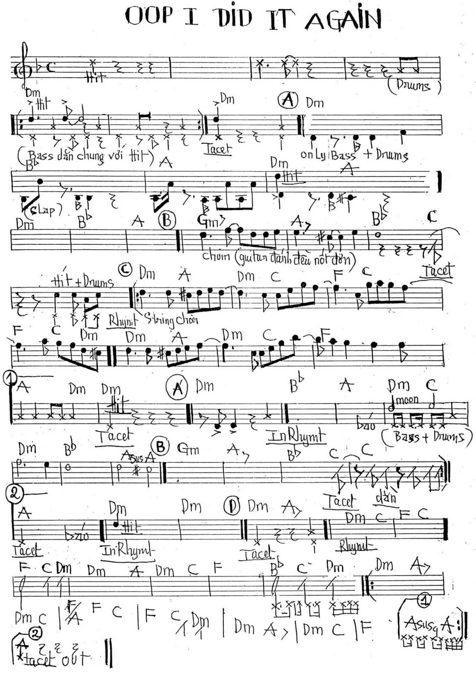 Oop I Did It Again sheet