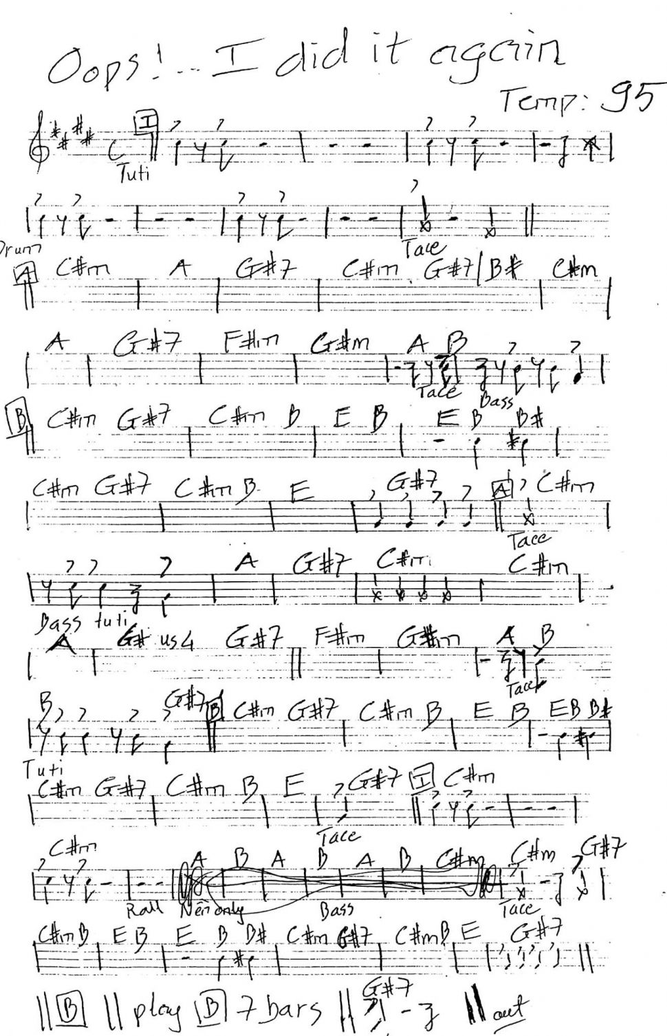 Oops! I Did It Again sheet