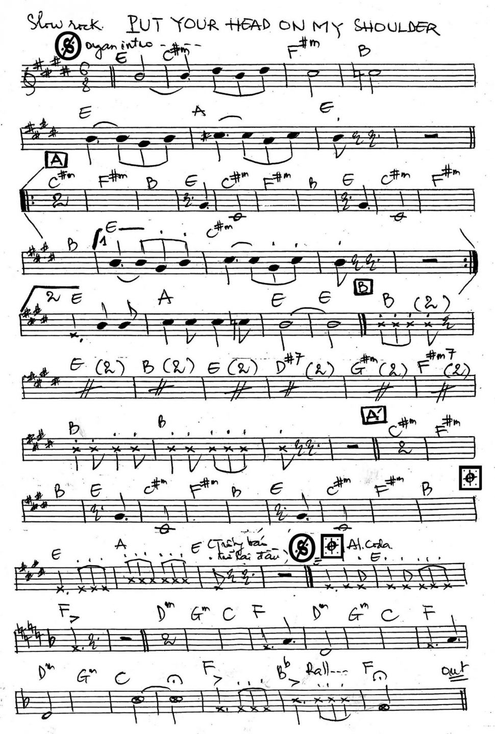 Put Your Head On My Shoulder sheet