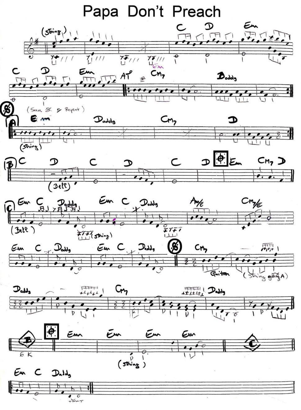 Papa Don't Preach sheet