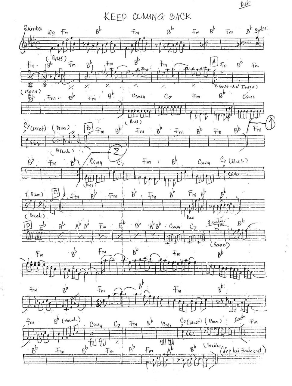 Keep coming back sheet