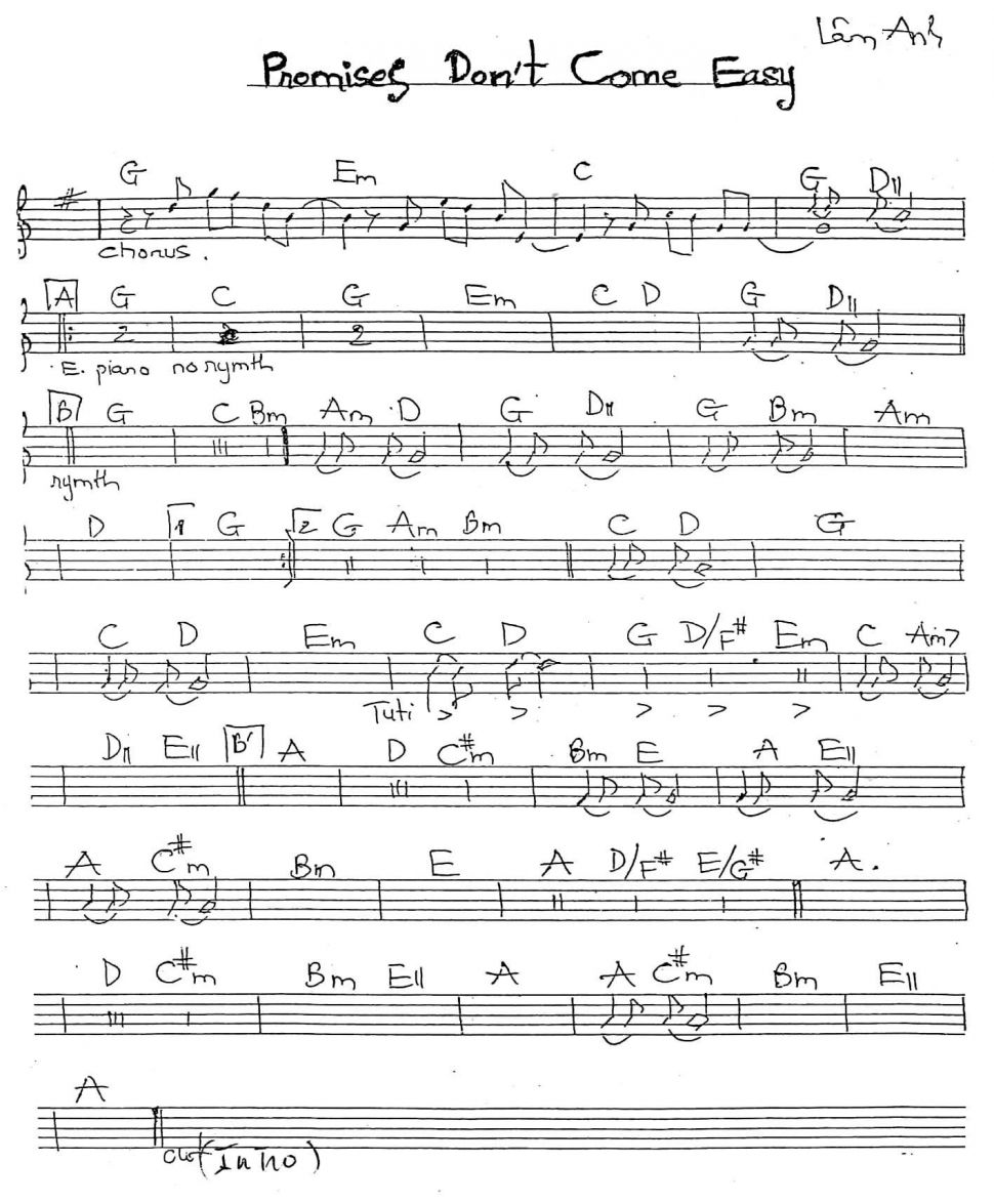 Promises Don't Come Easy sheet