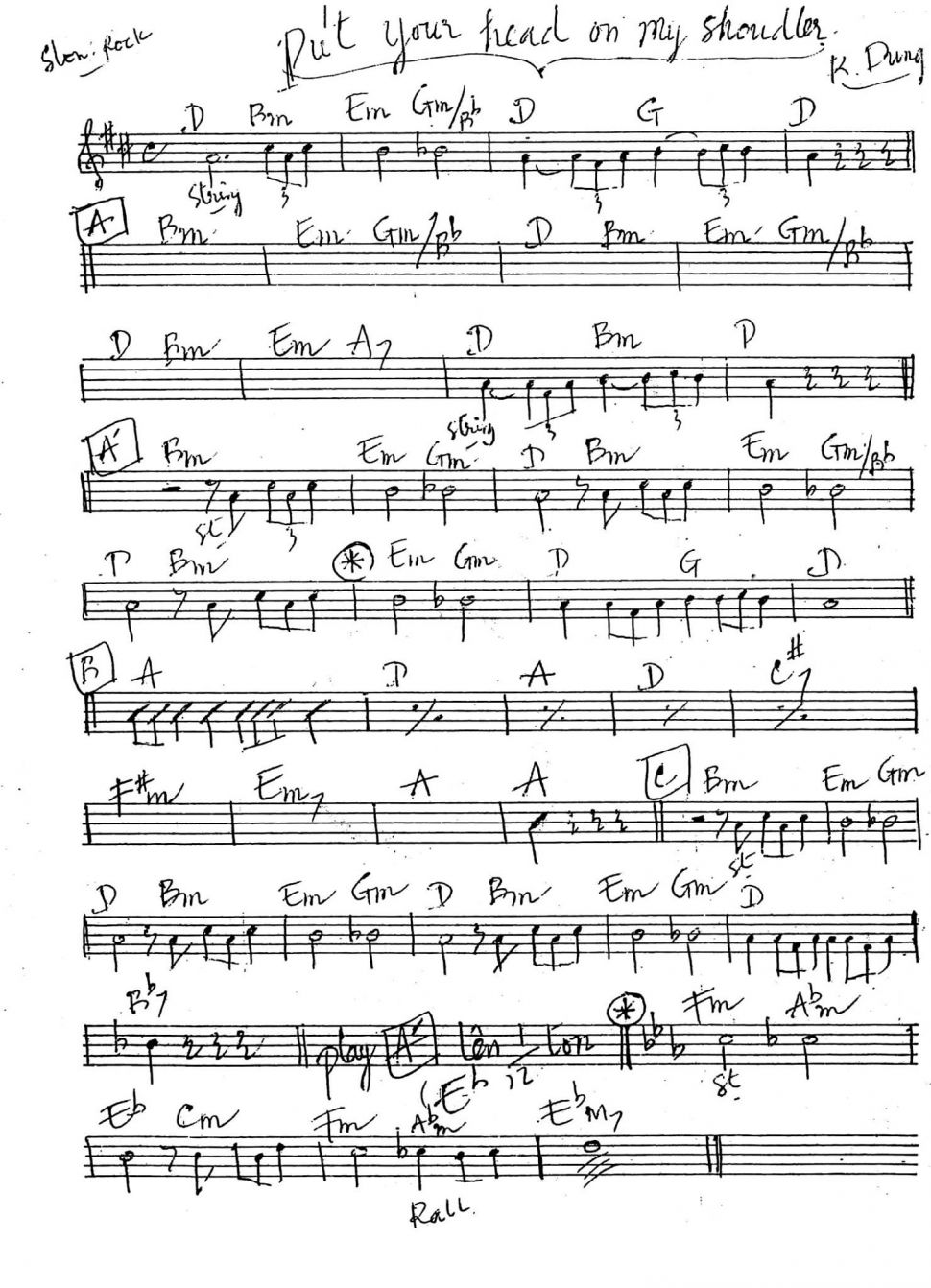 Put Your Head On My Shoulder sheet