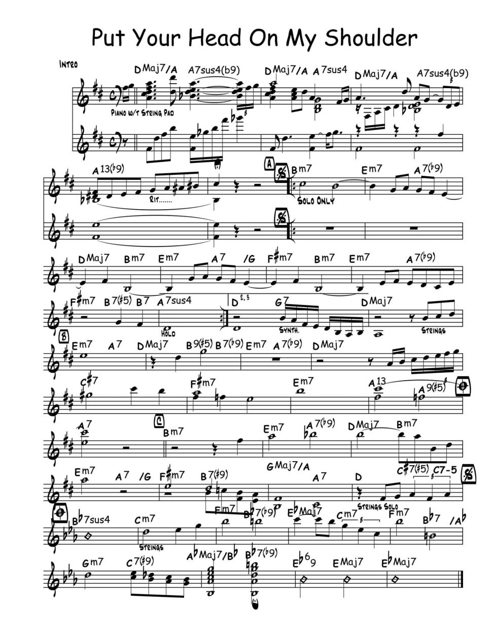 Put Your Head On My Shoulder sheet