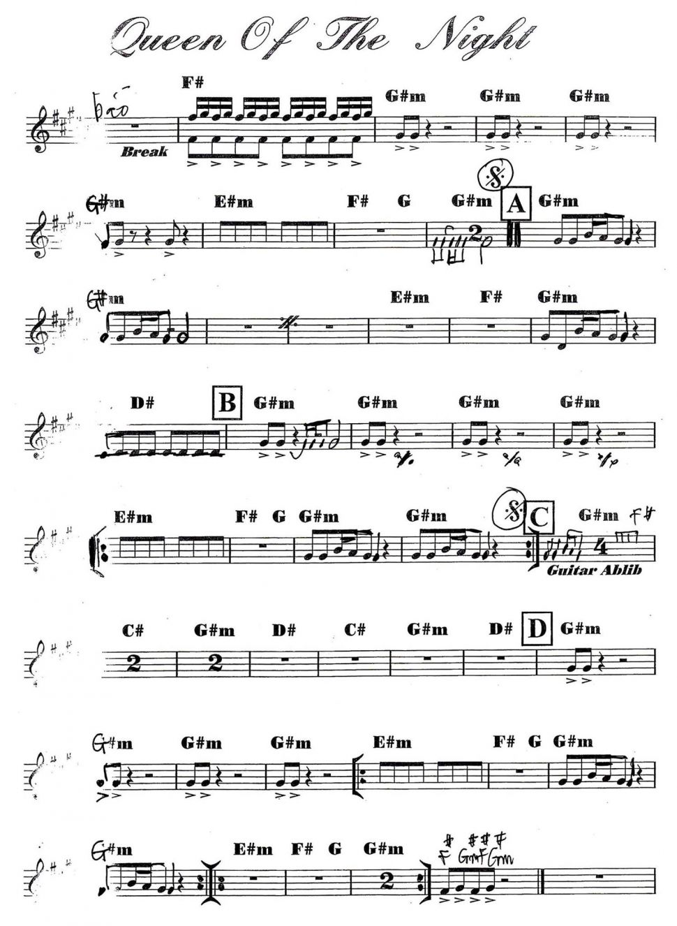 Queen Of The Night sheet