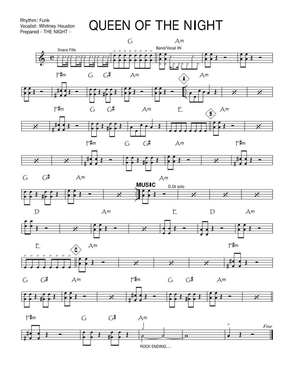 Queen Of The Night sheet