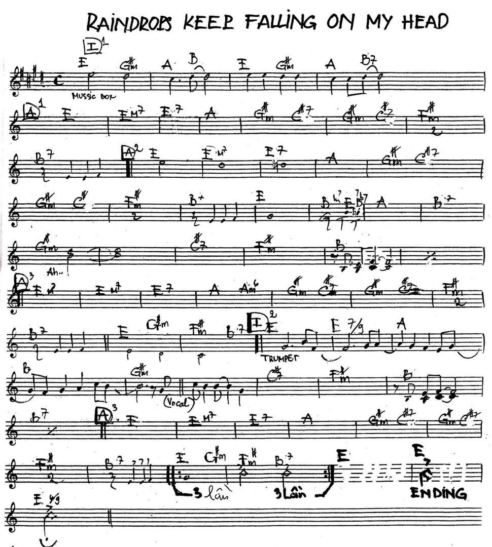 Raindrops Keep Falling On My Head sheet