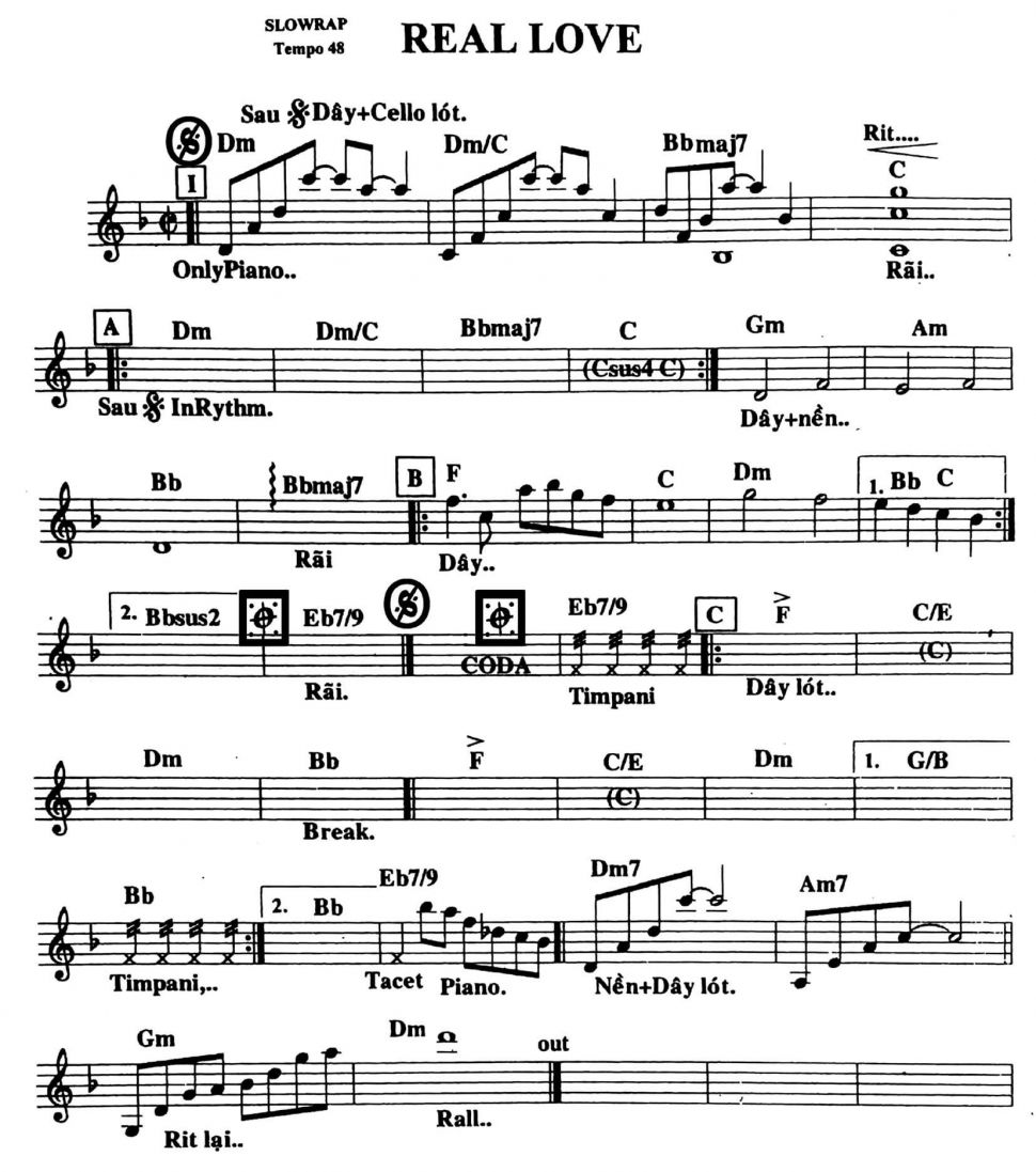 Real Love sheet