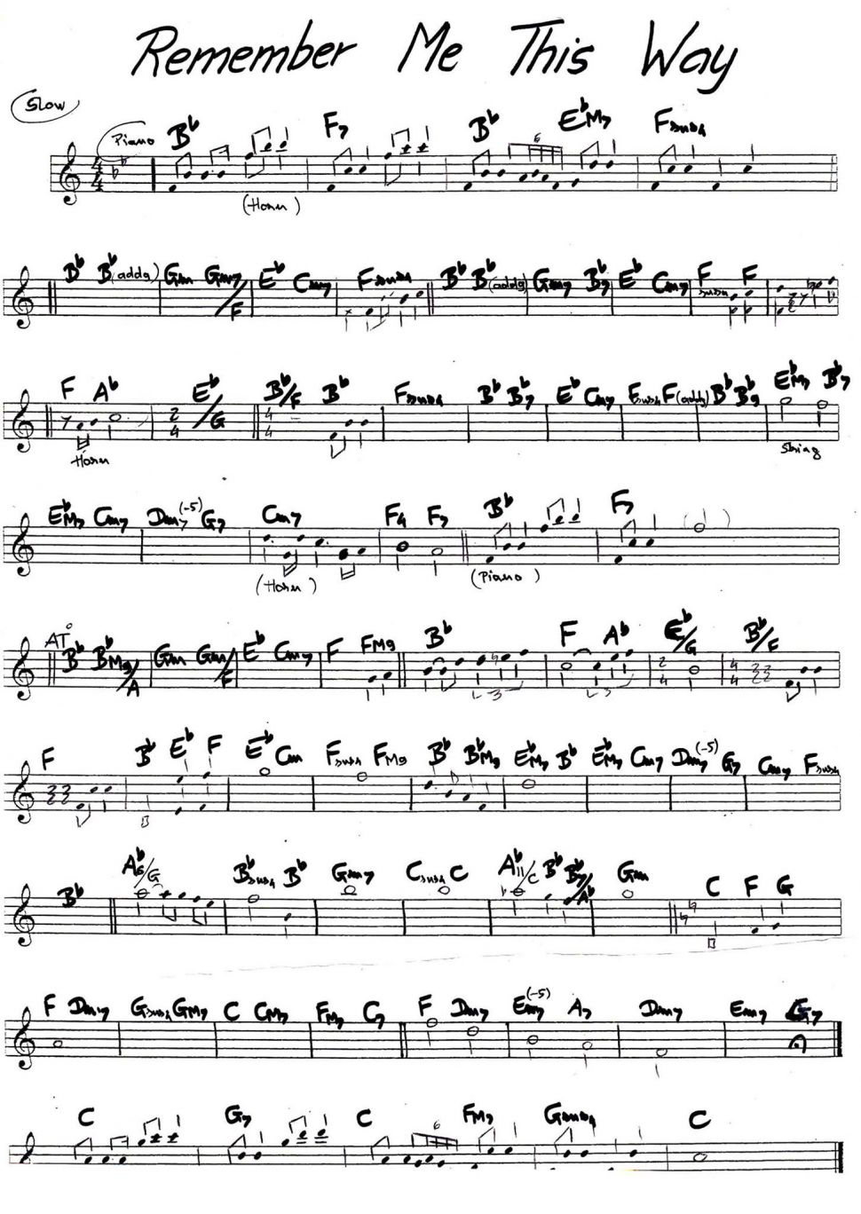 Remember Me This Way sheet