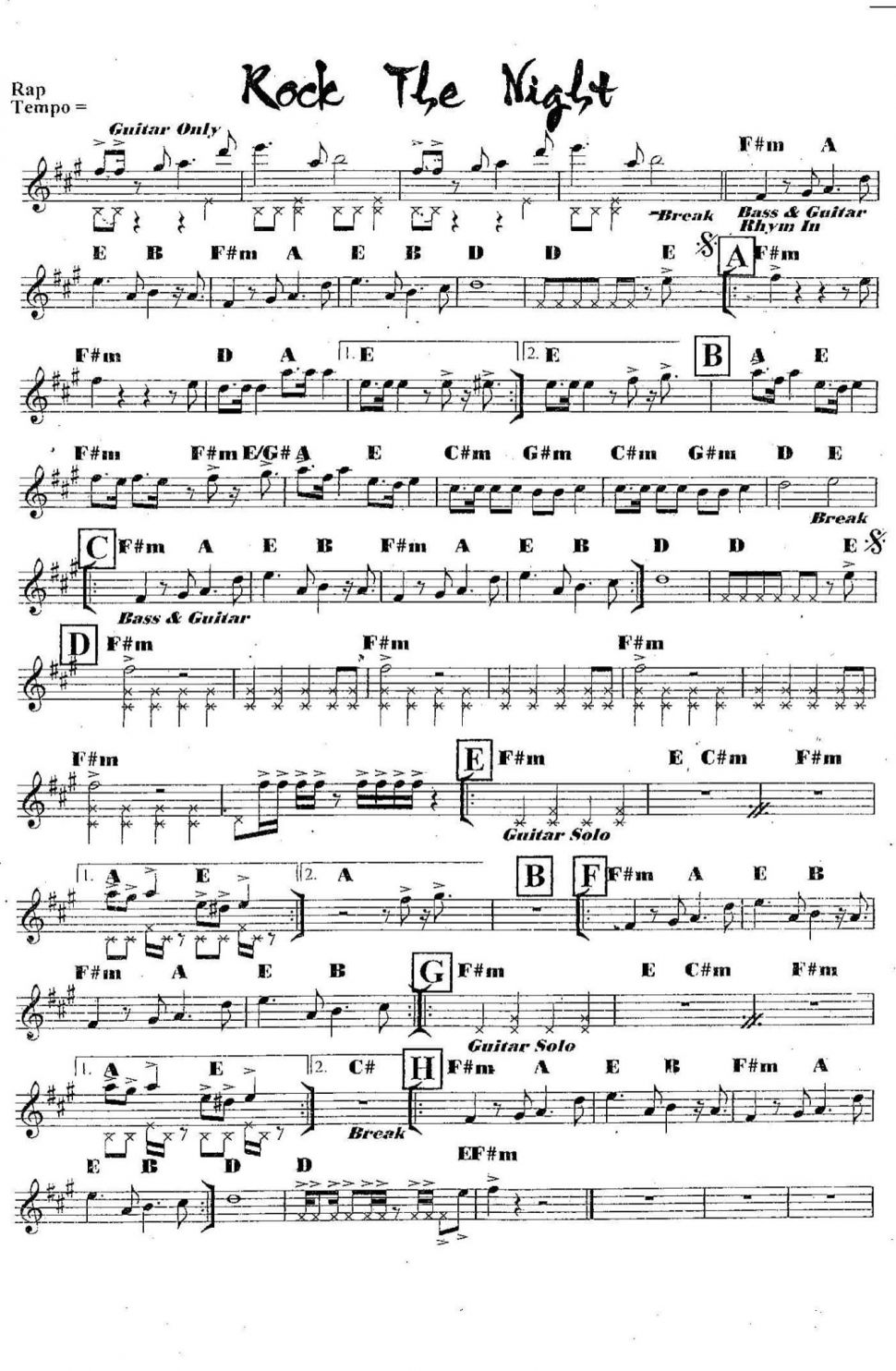 Rock The Night sheet