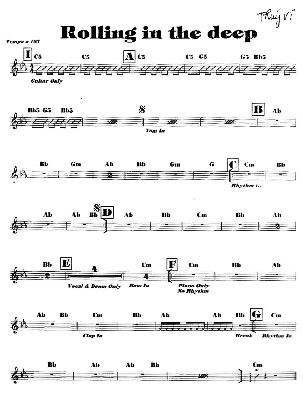 Rolling In The Deep sheet