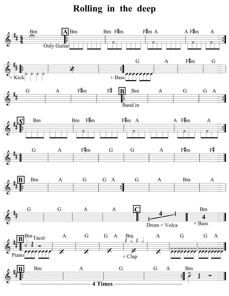 Rolling In The Deep sheet