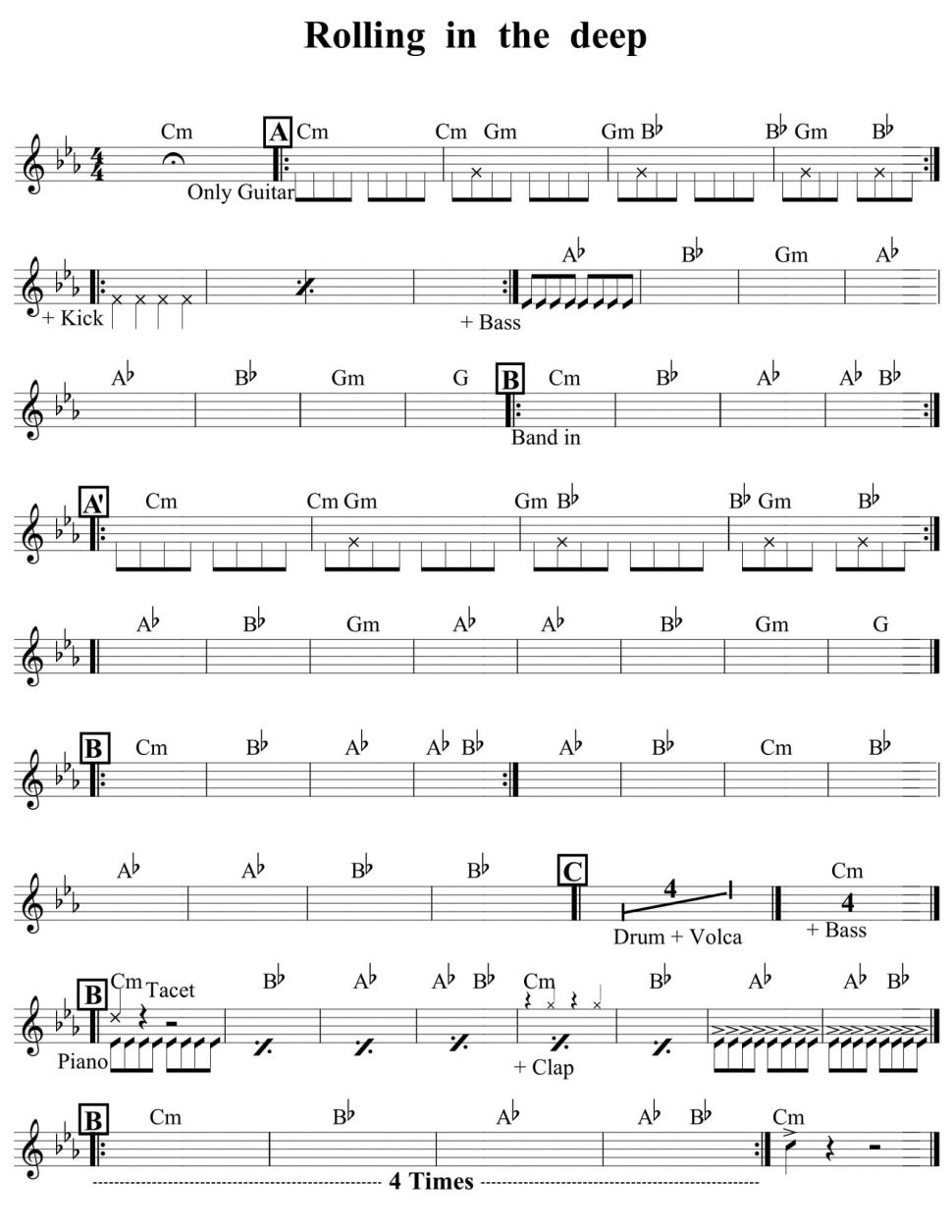 Rolling In The Deep sheet