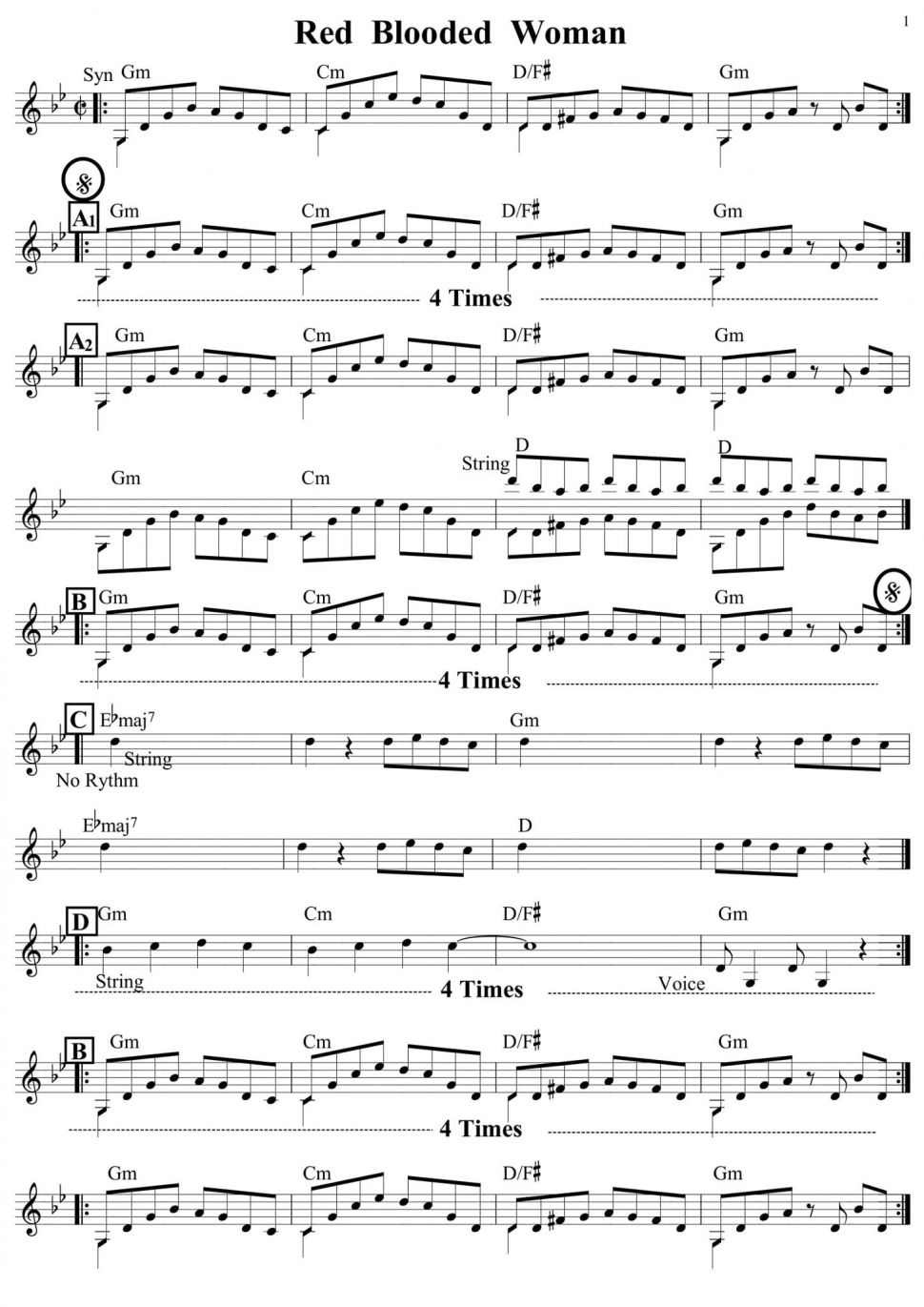 Red Blooded Woman sheet