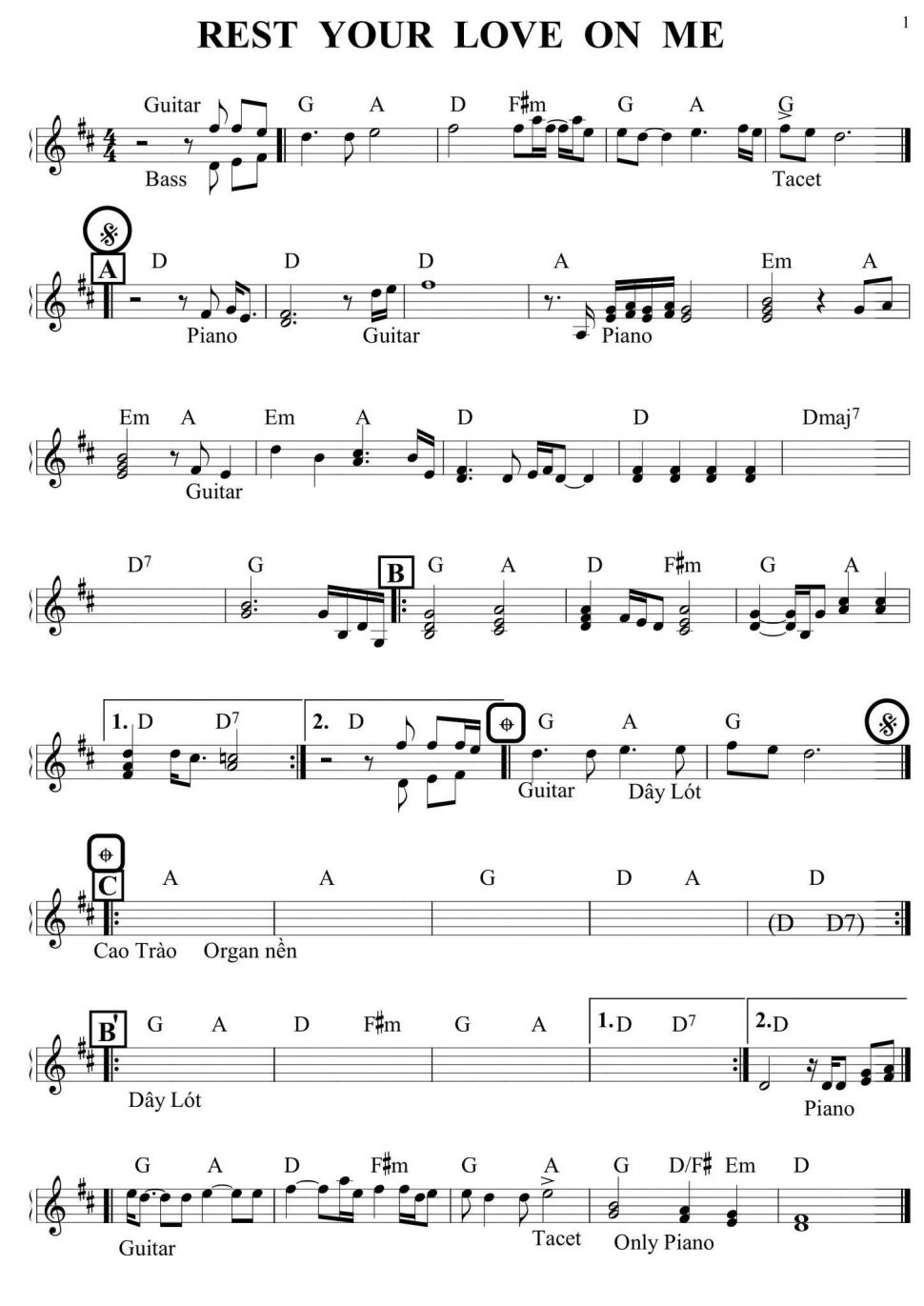 Rest Your Love On Me sheet