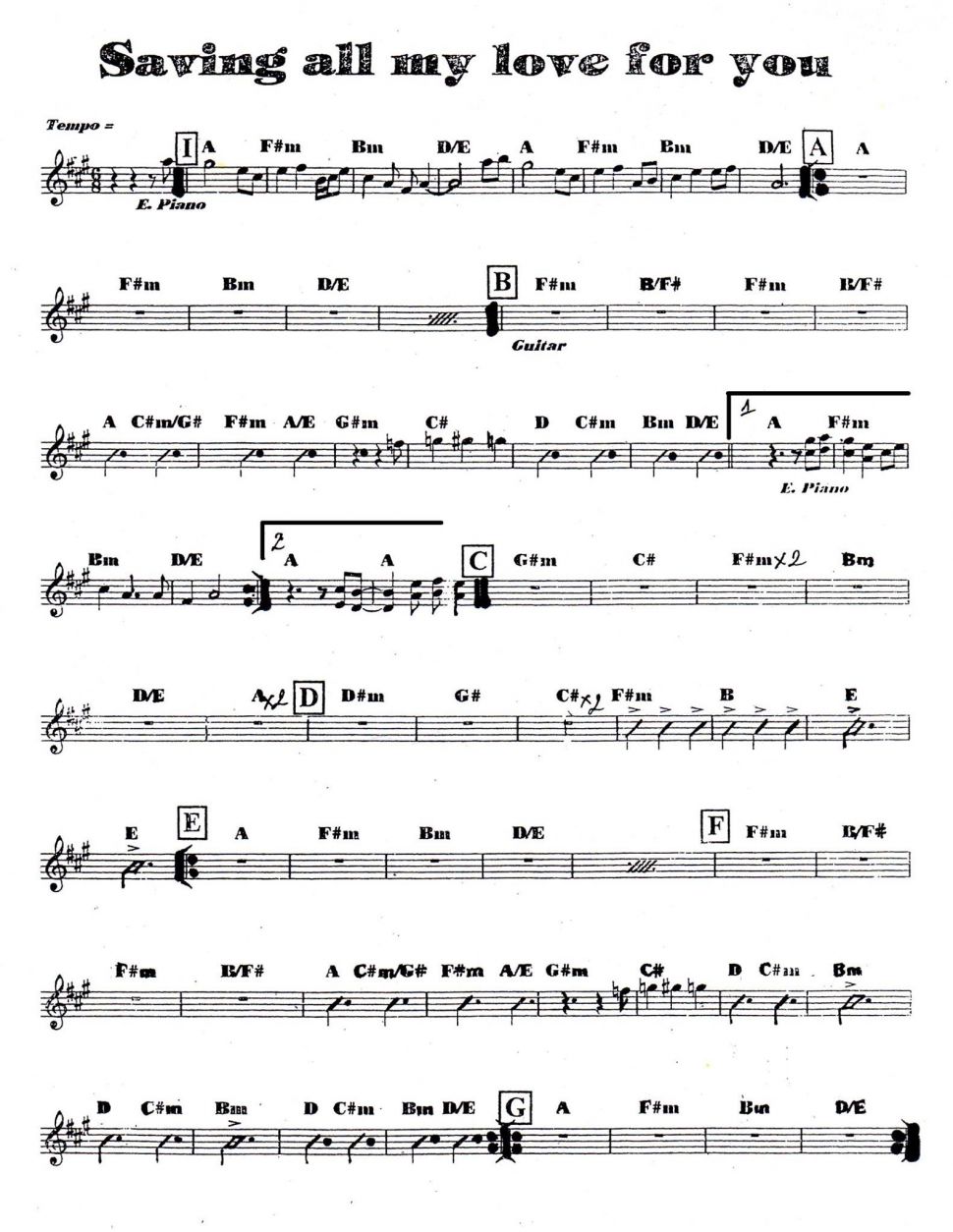 Saving All My Love For You sheet