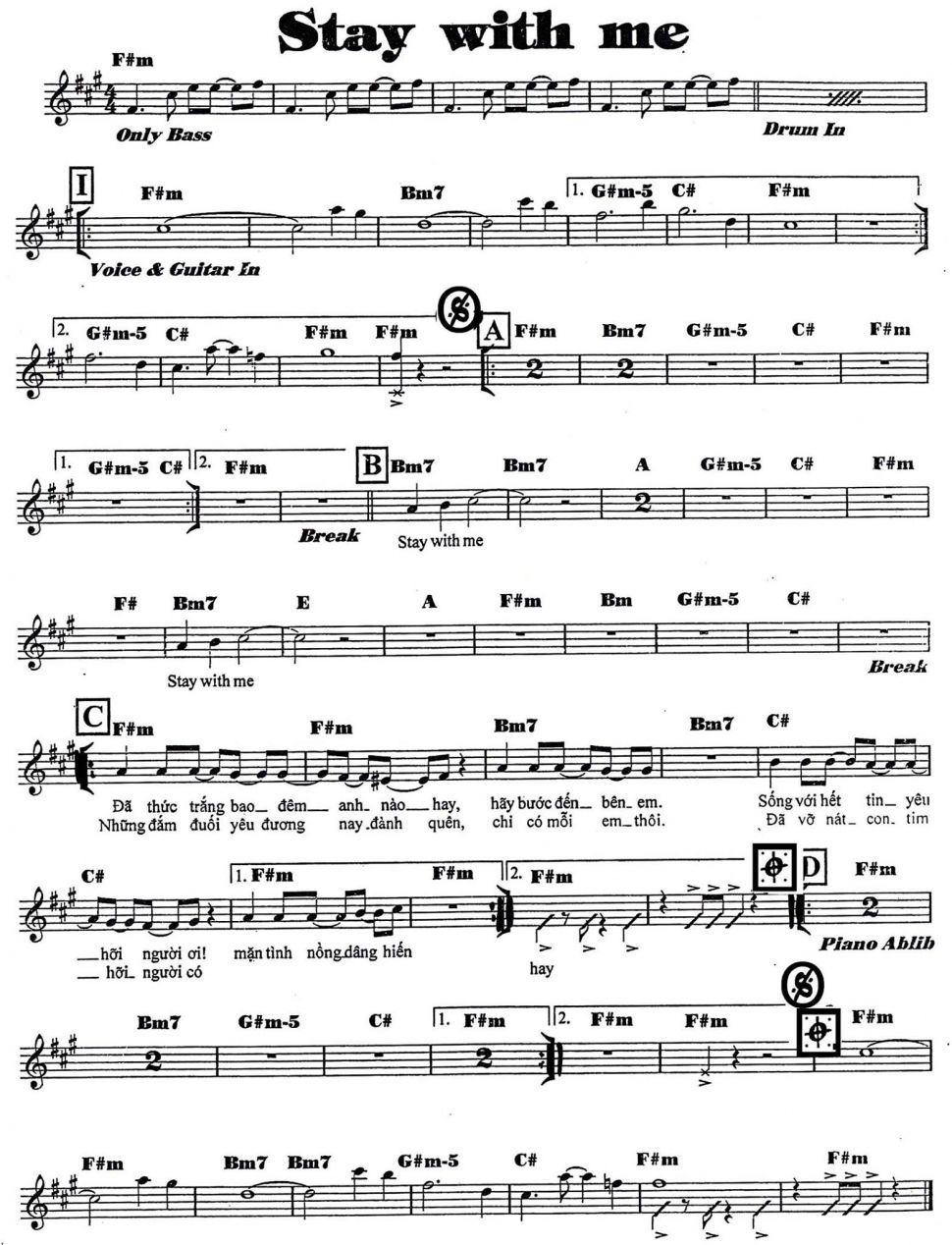 Stay With Me sheet