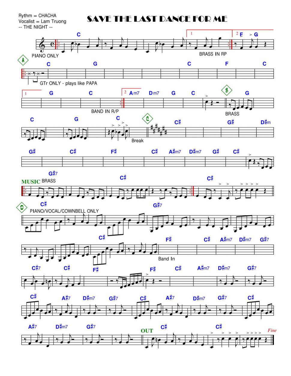 Save The Last Dance For Me sheet