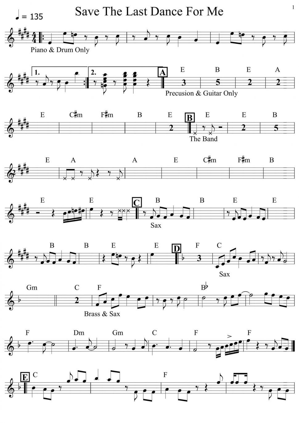 Save The Last Dance For Me sheet