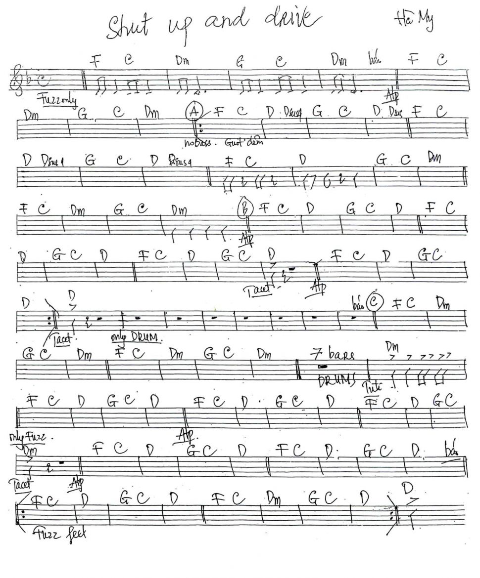 Shut Up And Drive sheet