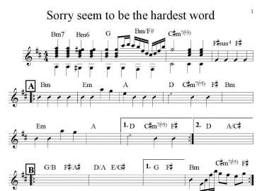 Sorry Seem To Be The Hardest Word sheet