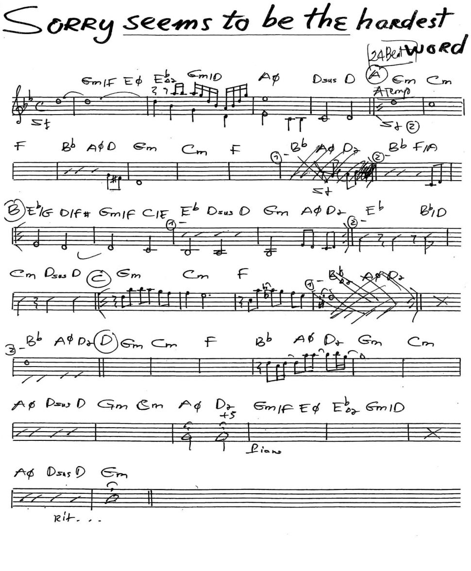 Sorry Seems To Be The Hardest sheet